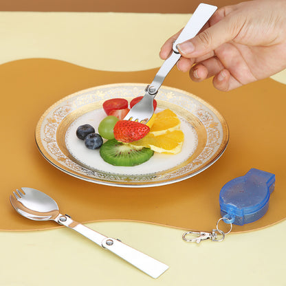 Portable collapsible spoon and fork