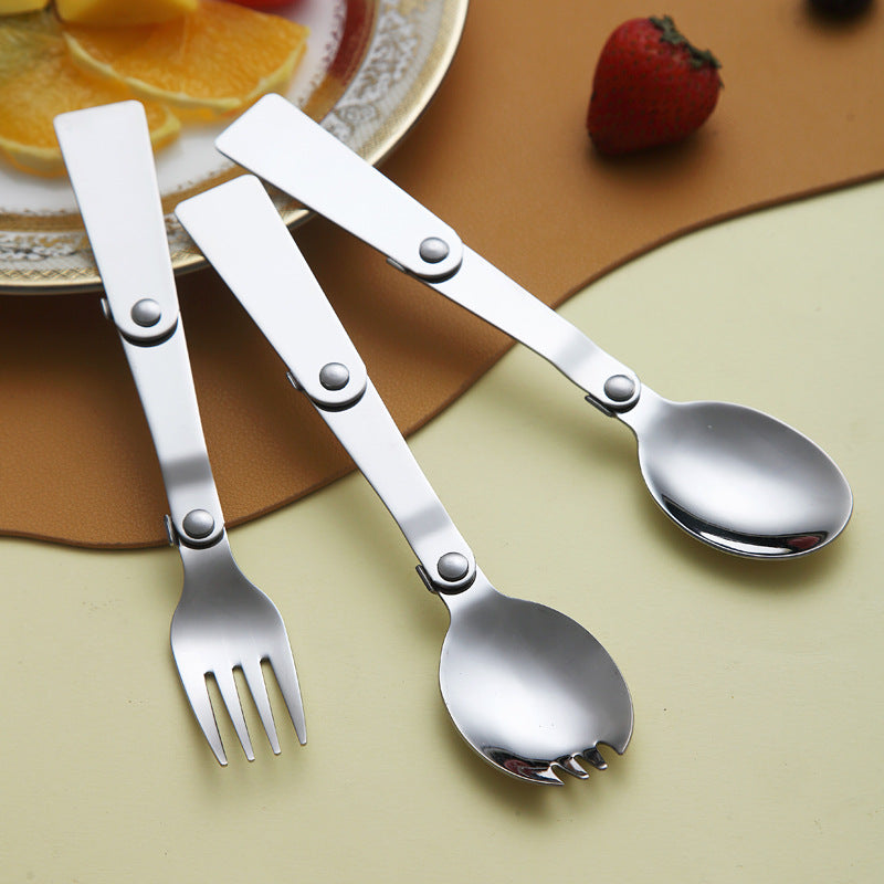 Portable collapsible spoon and fork