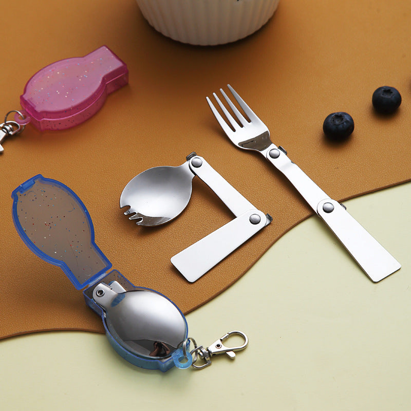 Portable collapsible spoon and fork